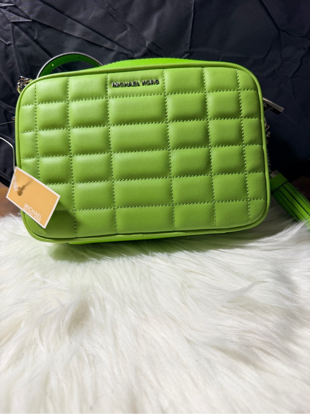 Michael Kors Lime Quilted Crossbody Bag